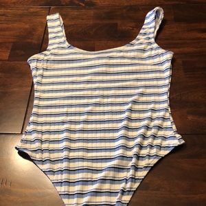 Blue and White Striped Bodysuit